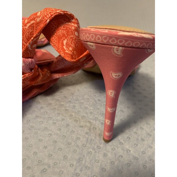 Sz 9 | Gianni Bini x DANNIJO Bandana Colorblock Print Ankle Wrap Heel Barbie - Picture 6 of 10
